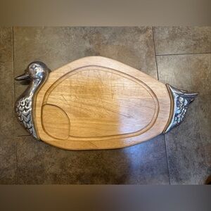 Sliver Duck Wooden Cutting Board with Silver Duck Accents charcuterie board